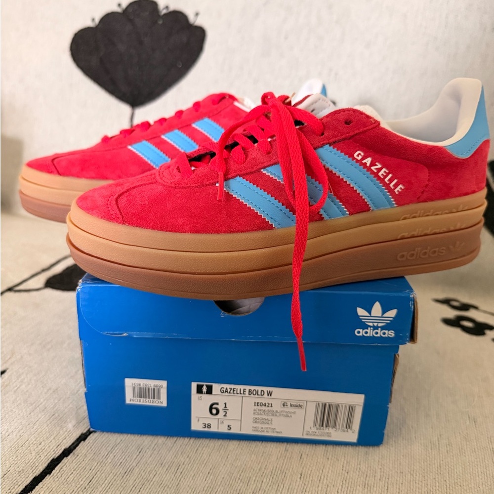 Adidas Gazelle Bold W Pink Blue Gum Women’s Sneakers Size 6.5 NWT